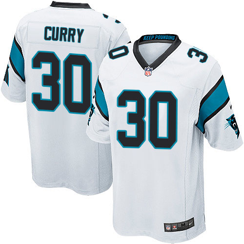 Men's Game Stephen Curry Nike Jersey White Road - #30 NFL Carolina Panthers